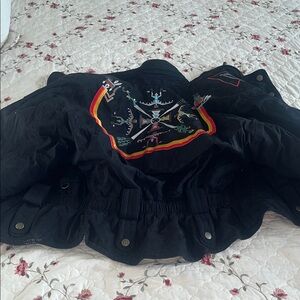 Black Ski Jacket with Colorful Embroidery